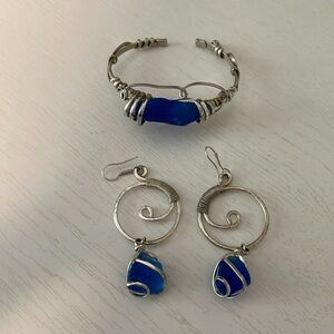 Said Green Sea glass Bracelet and matching Earring
